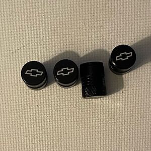 Chevrolet Logo valve Stem caps in black set of 4 NWT